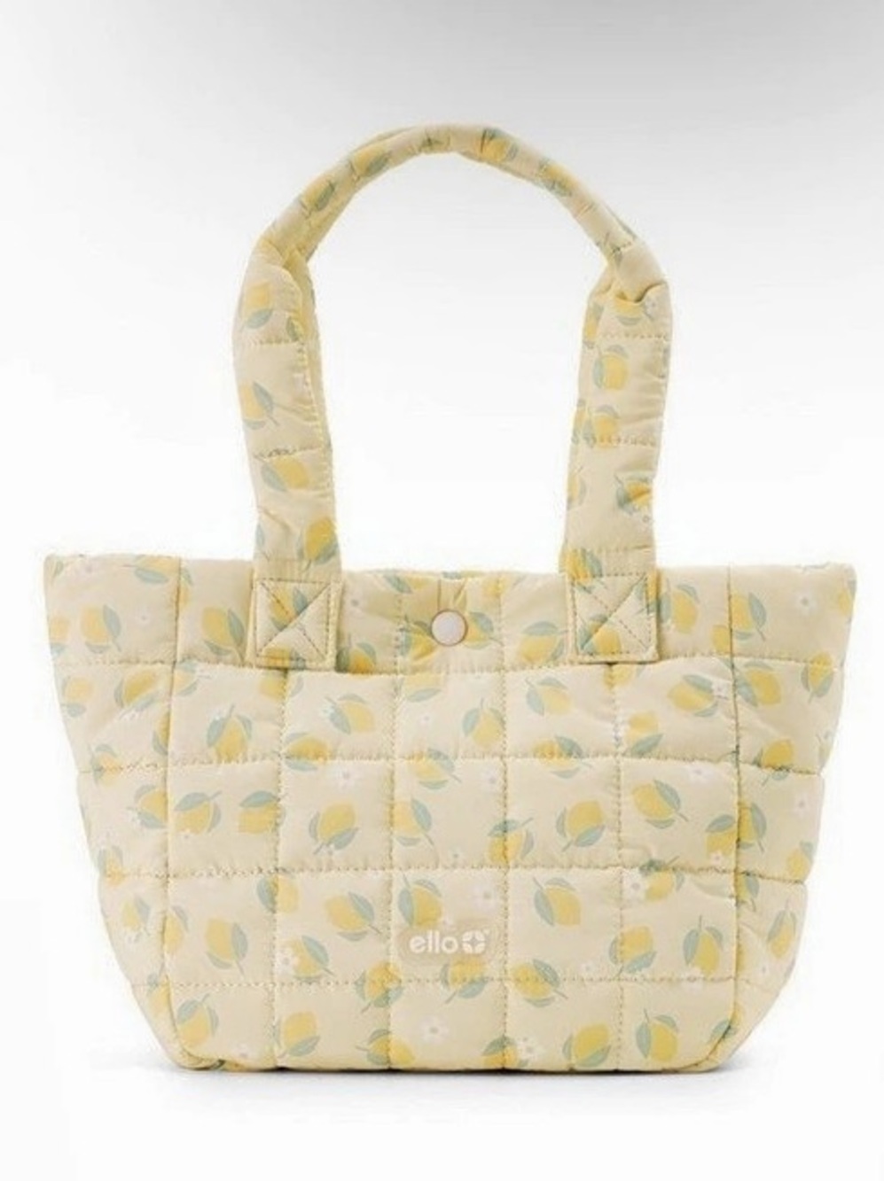 Ello Puffer Quilted Lemon Lunch Tote in Yellow & White